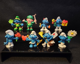 8 Valentine & Saint Patrick's Day Smurfs - Smurf Village Figurine (Heart, Cupid, Gift) Schleich Miniature PVC - Vintage Peyo Mini Figure Toy