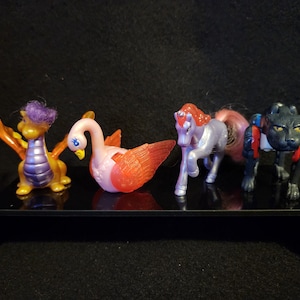 4 Vintage McDonald&#39;s Littlest Pet Shop & Transformers Beast Wars Figures - 1996 McD&#39;s Happy Meal Toys - Panther, Swan, Unicorn, Dragon