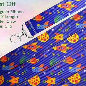 Blast Off Lanyard Clip - Lobster Claw Swivel Clasp - Space Galaxy Ribbon