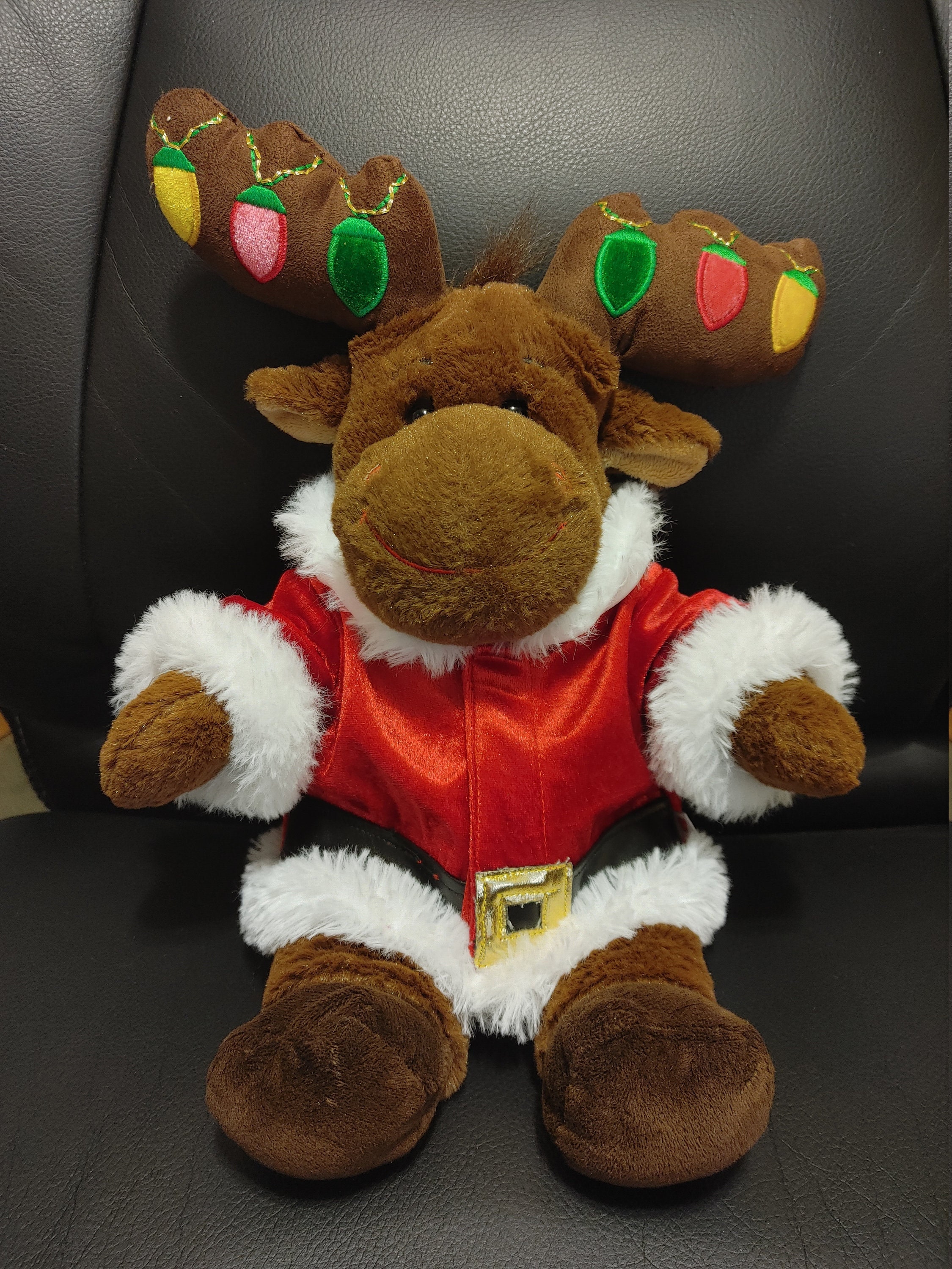 Build A Bear Reindeer Hal Moose Antlers Light Up Christmas Bulbs Stuffed Plush