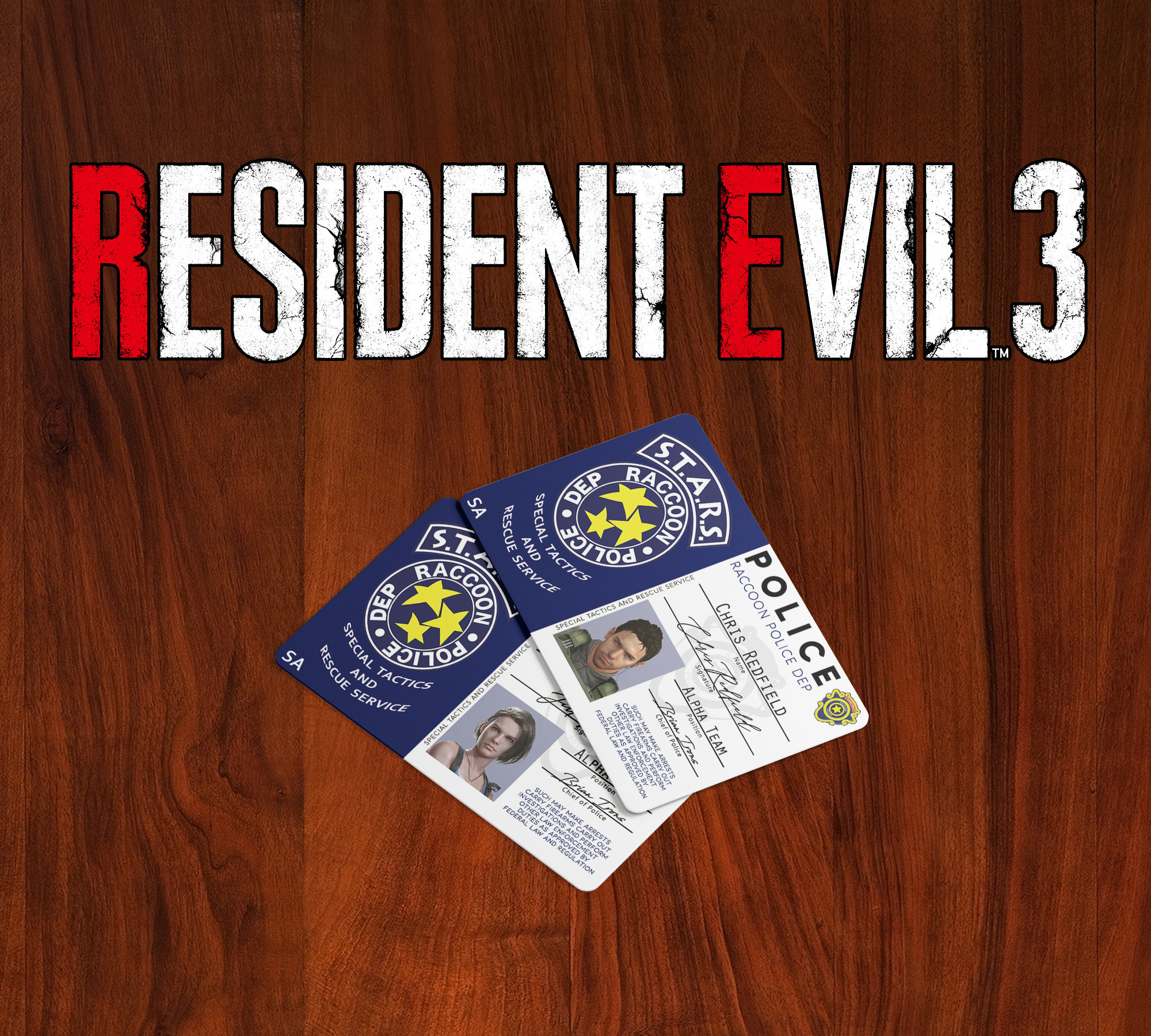 Resident Evil 2 & Resident Evil 3 STARS Cosplay ID Badge - Game Accurate - Custom Available - (Jill, Chris, Brad, Leon, Ada - Raccoon City)