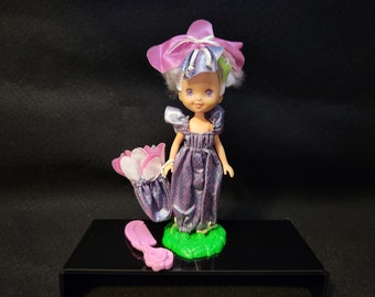 Orchid w/ Purse, Comb, & Stand - COMPLETE / NEAR MINT - - Rose Petal Place Doll - Flower Girl w/ Accessories - Vintage Kenner Doll Set