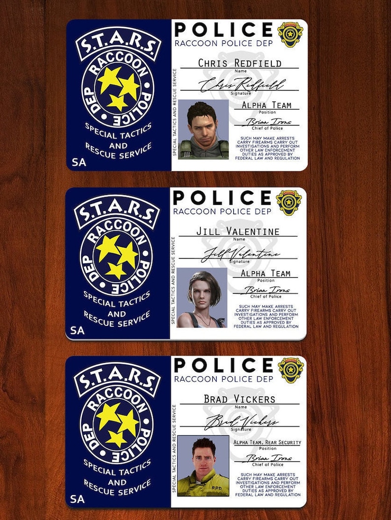 Resident Evil 2 & Resident Evil 3 STARS Cosplay ID Badge Game Accurate Custom Available Jill, Chris, Brad, Leon, Ada Raccoon City image 2