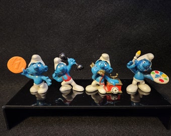 4 Activity Smurfs (Phone, Artist, Bank) - Smurf Village Figurine (20020/20029/20045/20062) Schleich Miniature PVC - Vintage Peyo Mini Figure