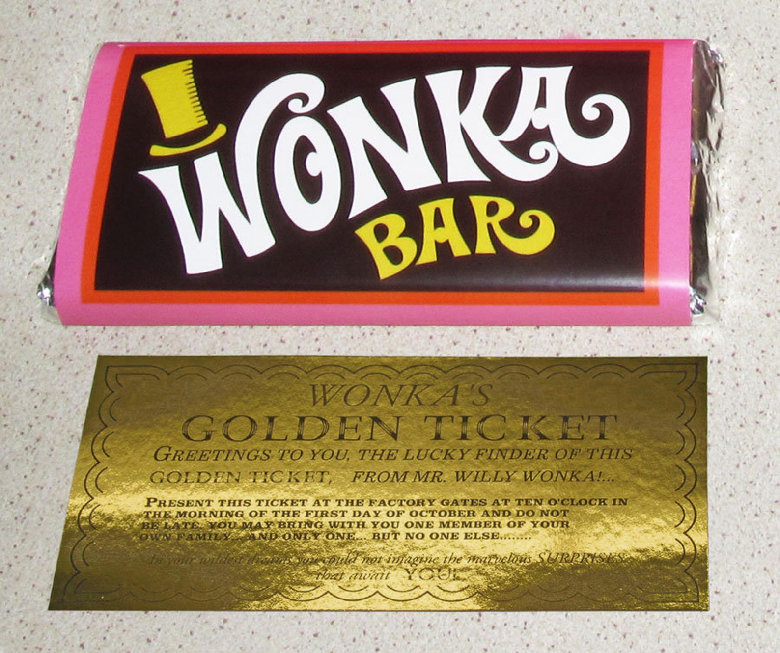 Willy Wonka Belgian Chocolate Big Bar Golden Ticket, Novelty Replica ...