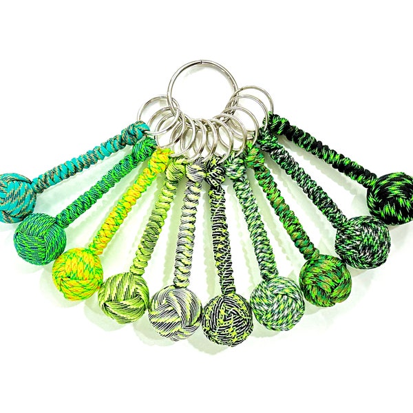 Paracord monkey fist keychain- Greens