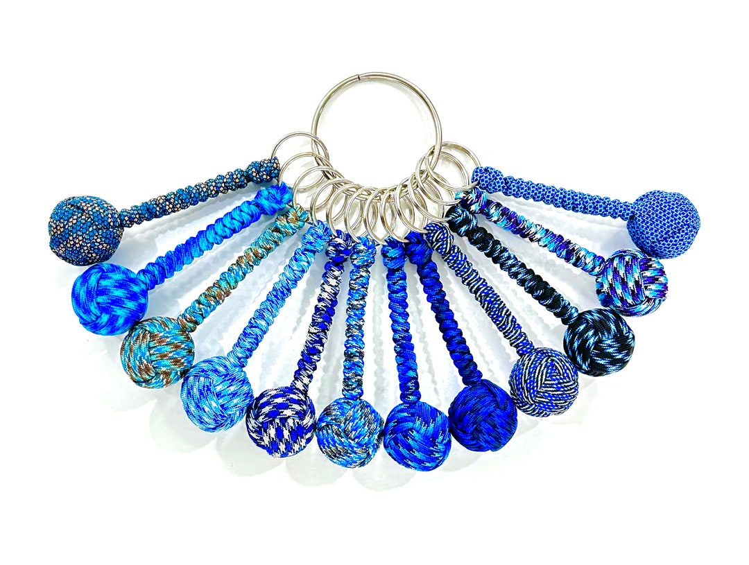 Paracord Monkey Fist Keychain Blues Etsy