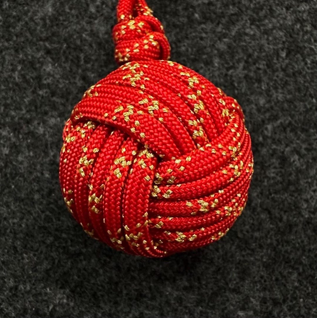 Paracord Monkey Fist Long- 1” Imperial Red With Gold Metallic X - Etsy