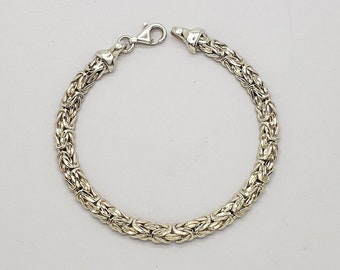 Bracciale a catena pesante in argento sterling massiccio stile bizantino vintage 8" di lunghezza x 1/4" di larghezza x 2,83 mm di spessore 20,0 grammi MH-4400 SB