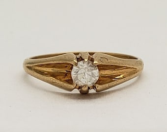 Antiker 14K solid Gold Kinderring Größe 1-1 / 2 w / Glasstein 0,8 Gramm circa 1900er Jahre MH-3004 GR