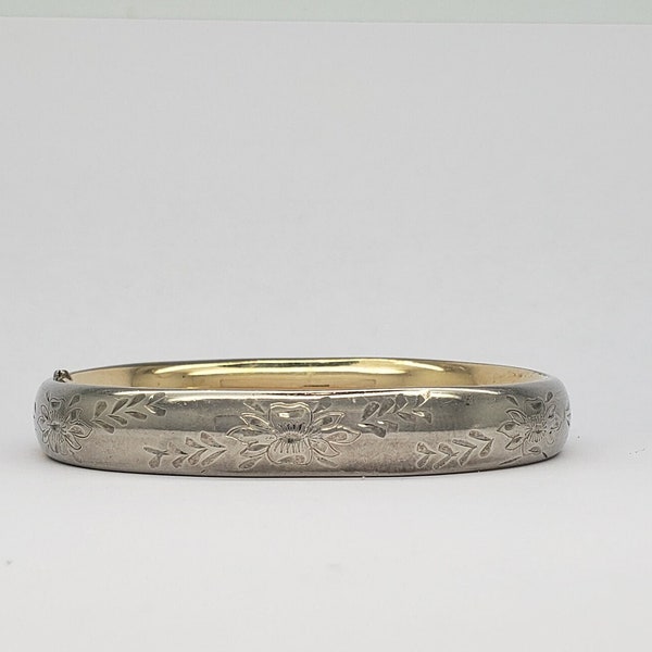 Antique 1/20 12K Gold-Filled Button Release Bangle Bracelet 3/8" wide 15.4 grams (See Photos & Description) MH-4411 gfb