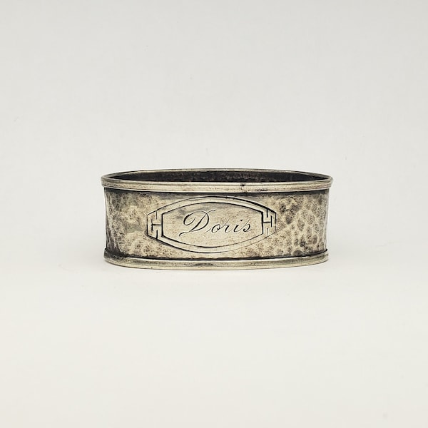 Antique WEBSTER Co. Solid Sterling Silver Oblong Napkin Ring Holder Inscribed "Doris" 2-1/8" long x 3/4" wide 9.5 grams circa 1900s MH-5203