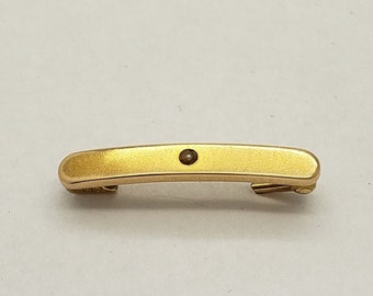 Estate Antique 14K Solid Gold Seed Pearl Dainty Bar Pin Brooch 1" long x 1/8" wide x 1/16" thick circa 1910s-1920 MH-3010 GB