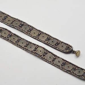 2 Handmade Bohemian Style Beaded Black Suede Wrap Bracelet w/Bell Button Toggle Loop Closure 5/8" wide 7" long MH-7143