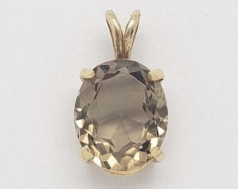 Estate Genuine Pale Citrine Oval Cut 3.59 Ct. 14K Solid Gold Pendant 3/4" long x 3/8" wide x 5/16" deep 2.35 grams (PENDANT ONLY) MH-6378