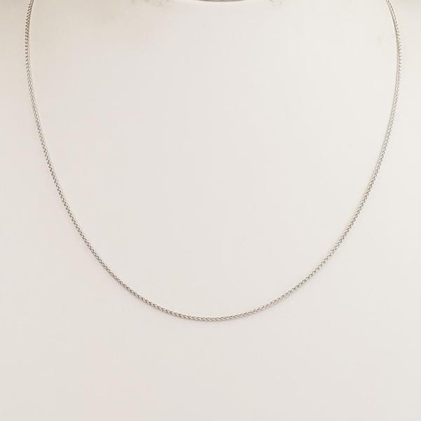 Collier en or blanc massif 14 carats 585 Spiga à maillons de blé Spiga 18 pouces de long x 1,15 mm d'épaisseur avec un fermoir pince de homard 3,03 grammes MH-6090