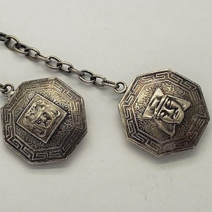 Vintage K&J Maya Aztec Solid Sterling Silver Octagon Double Sided Keychain 8&quot; long 26.8 grams MH-426 M