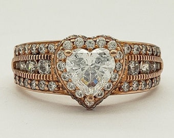 Bellissimo anello a cuore diamantato in argento sterling Etsy Italia