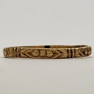 Estate Antique Victorian Era 10K Solid Gold Baby Child's Ornamental Ring Band size 1 circa late 1800s MH-4598 GR