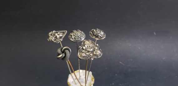 Antique Solid Sterling Silver Repousse Rose Lotus… - image 2