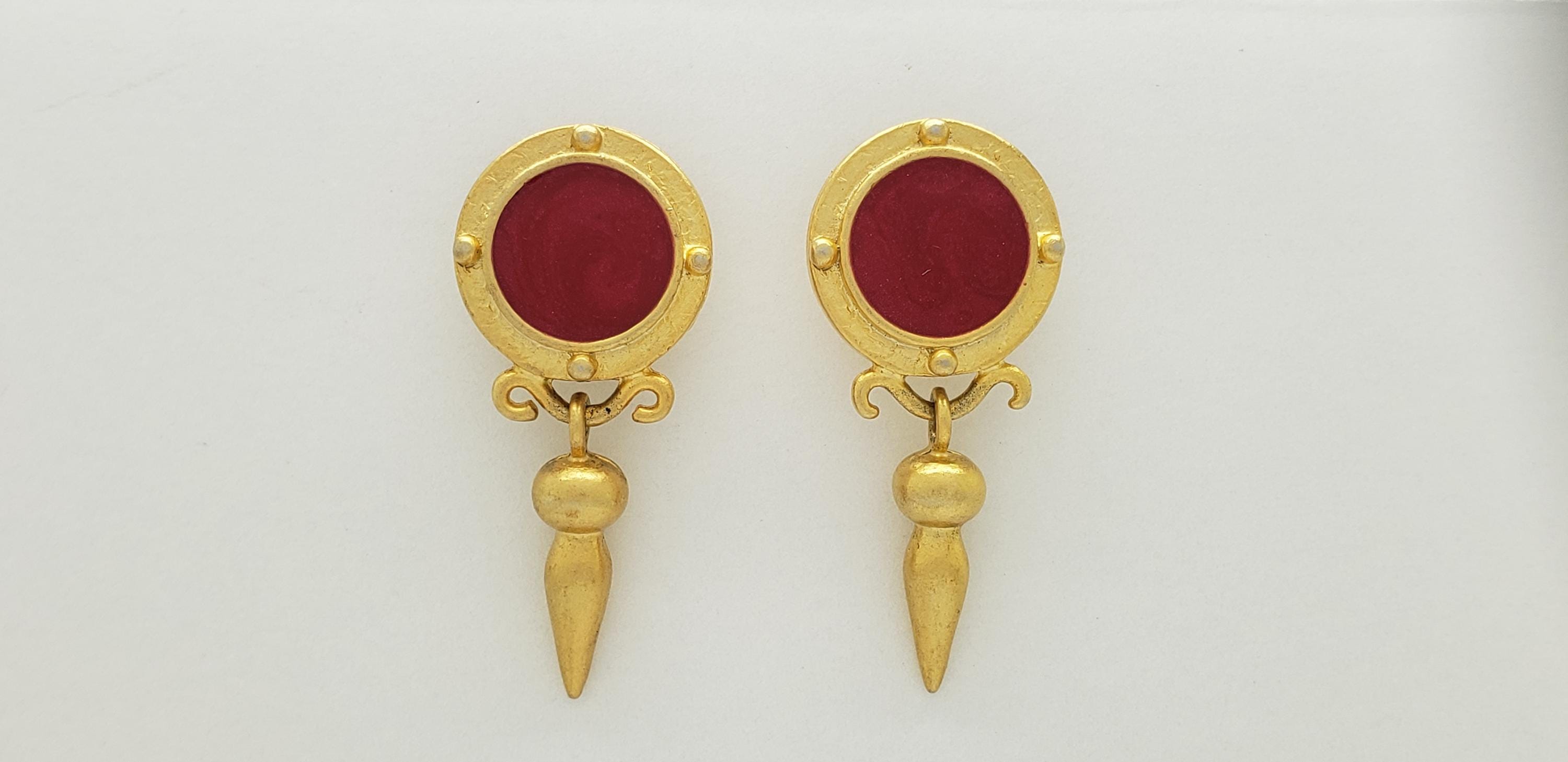 MMA 24K Gold-vermeil Red Cloisonne Heart Pendant Pin
