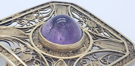 Antique Genuine High Dome Round Cabochon Amethyst… - image 6