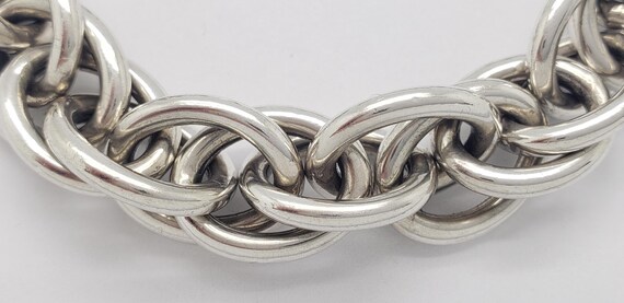 Estate Solid Sterling Silver Large Link Rope Chai… - image 6