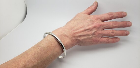 Vintage Solid Sterling Silver Sleek Smooth Plain … - image 9