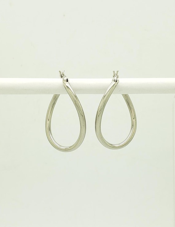 Vintage Solid Sterling Silver Latch Back Curved H… - image 1