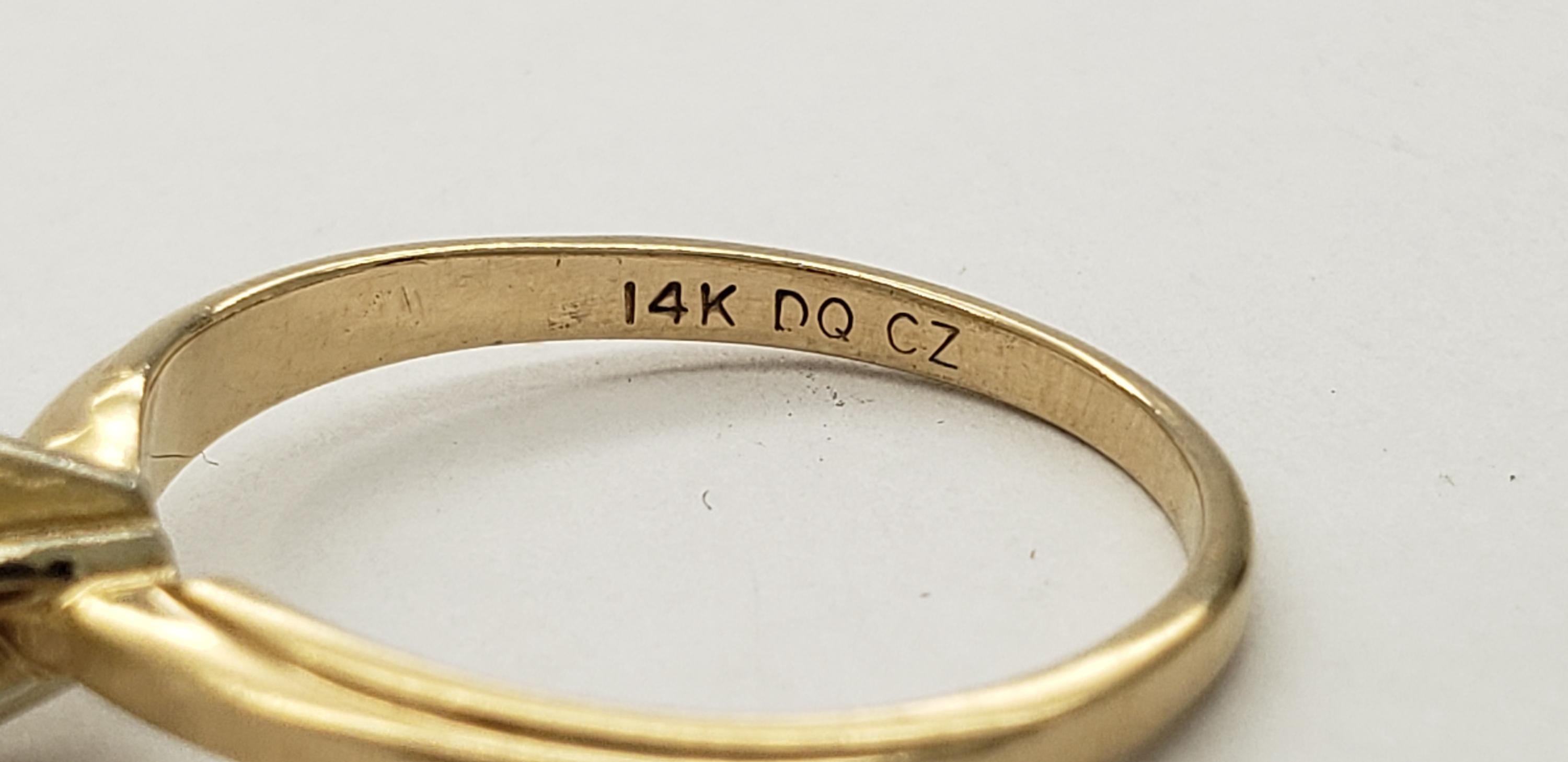 Vintage QVC DQ CZ 14K Solid Gold 6mm Diamonique Cubic Zirconia 1-1 
