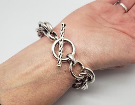 Estate Solid Sterling Silver Large Link Rope Chai… - image 13