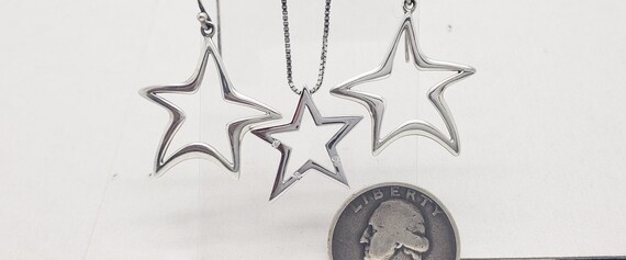 Vintage Solid Sterling Silver Celestial Star Earr… - image 7