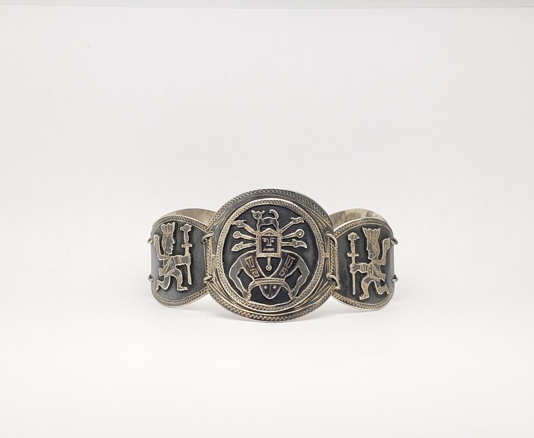 900 Silver Peruvian Panel Bracelet - Etsy