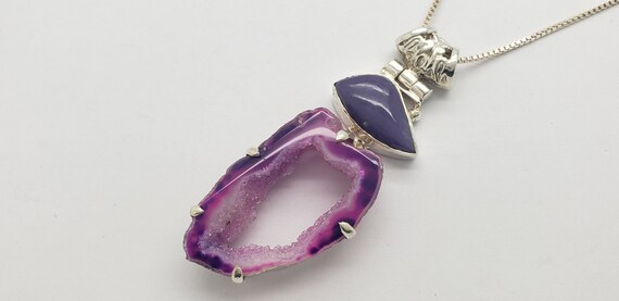 Vintage Purple Charoite & Agate Crystal Solid Ste… - image 4