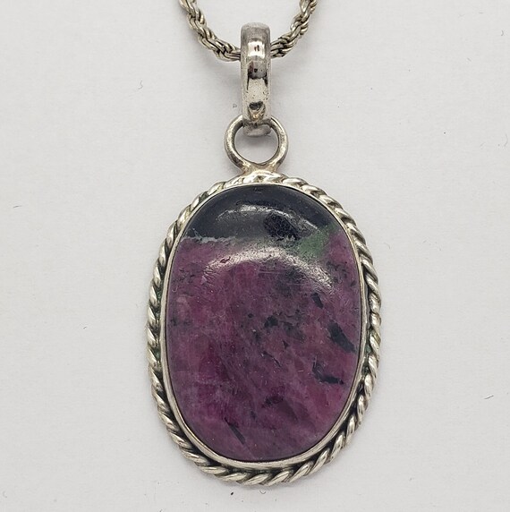 Vintage Ruby Zoisite Solid Sterling Silver Braide… - image 3