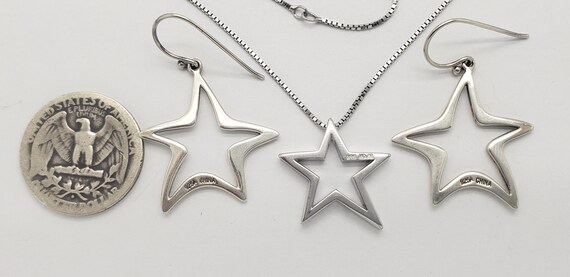 Vintage Solid Sterling Silver Celestial Star Earr… - image 8