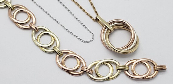 Vintage Solid Sterling Silver Tri-Gold-Filled Tri… - image 2