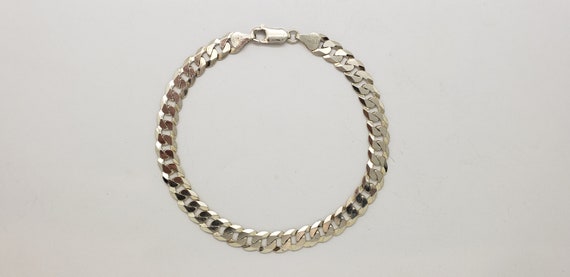 Vintage Italy Solid Sterling Silver Flat Curb Cha… - image 3