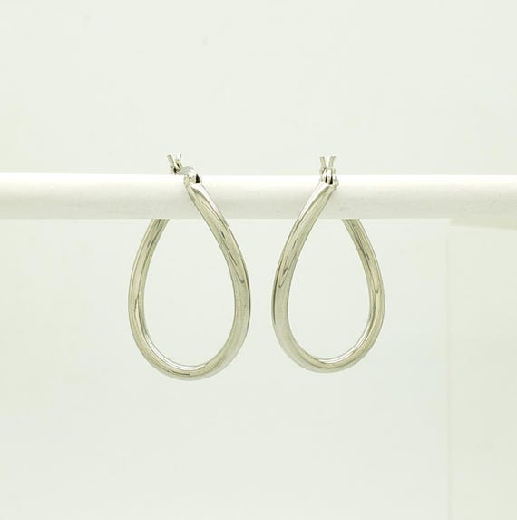 Vintage Solid Sterling Silver Latch Back Curved H… - image 2