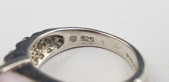 Estate Vintage Half Bezel Set Pink Stone Solid St… - image 8