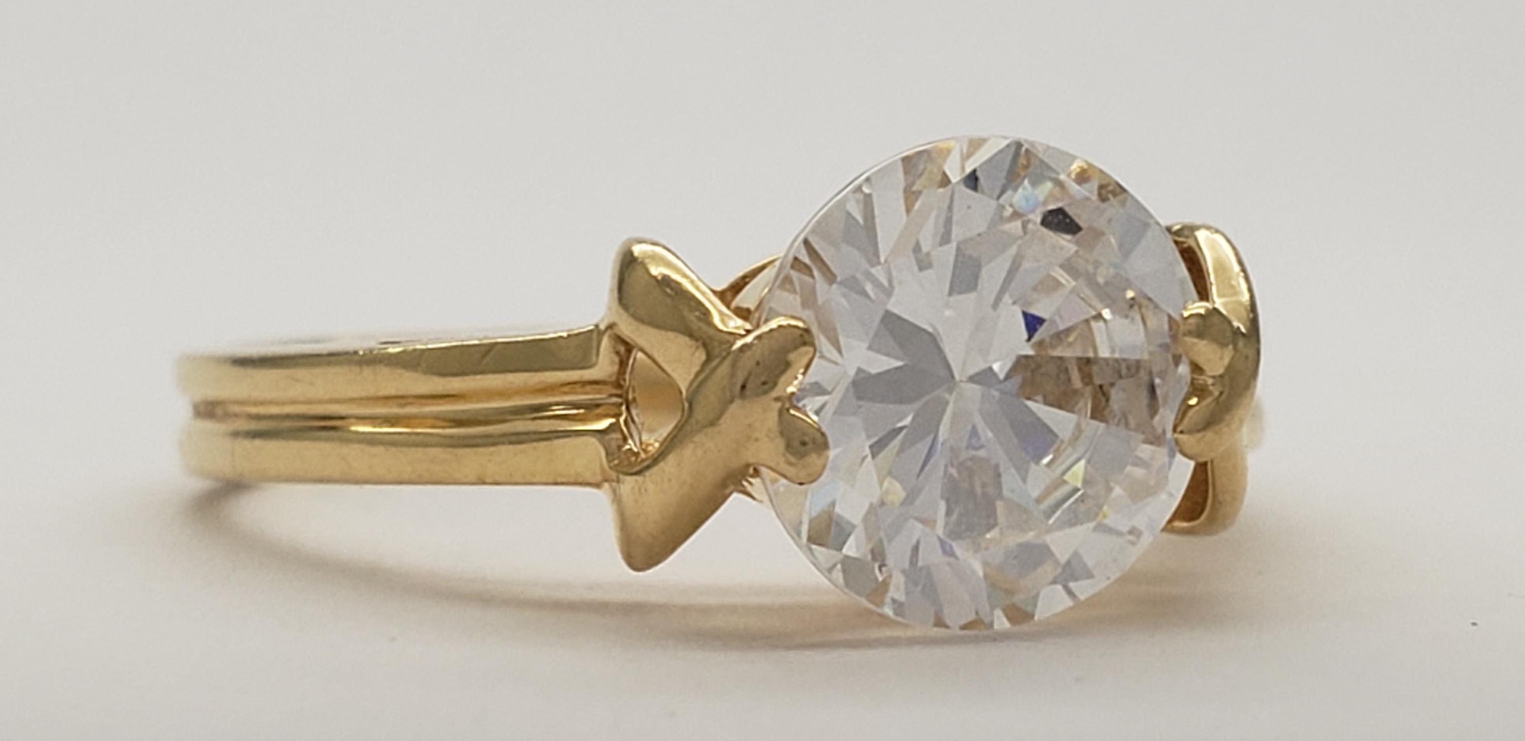Vintage QVC Diamonique 4 Carat Cubic Zirconia Round Cut 14K Solid Gold ...