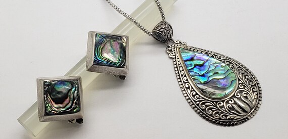 Vintage Solid Sterling Silver Abalone Seashell Te… - image 3