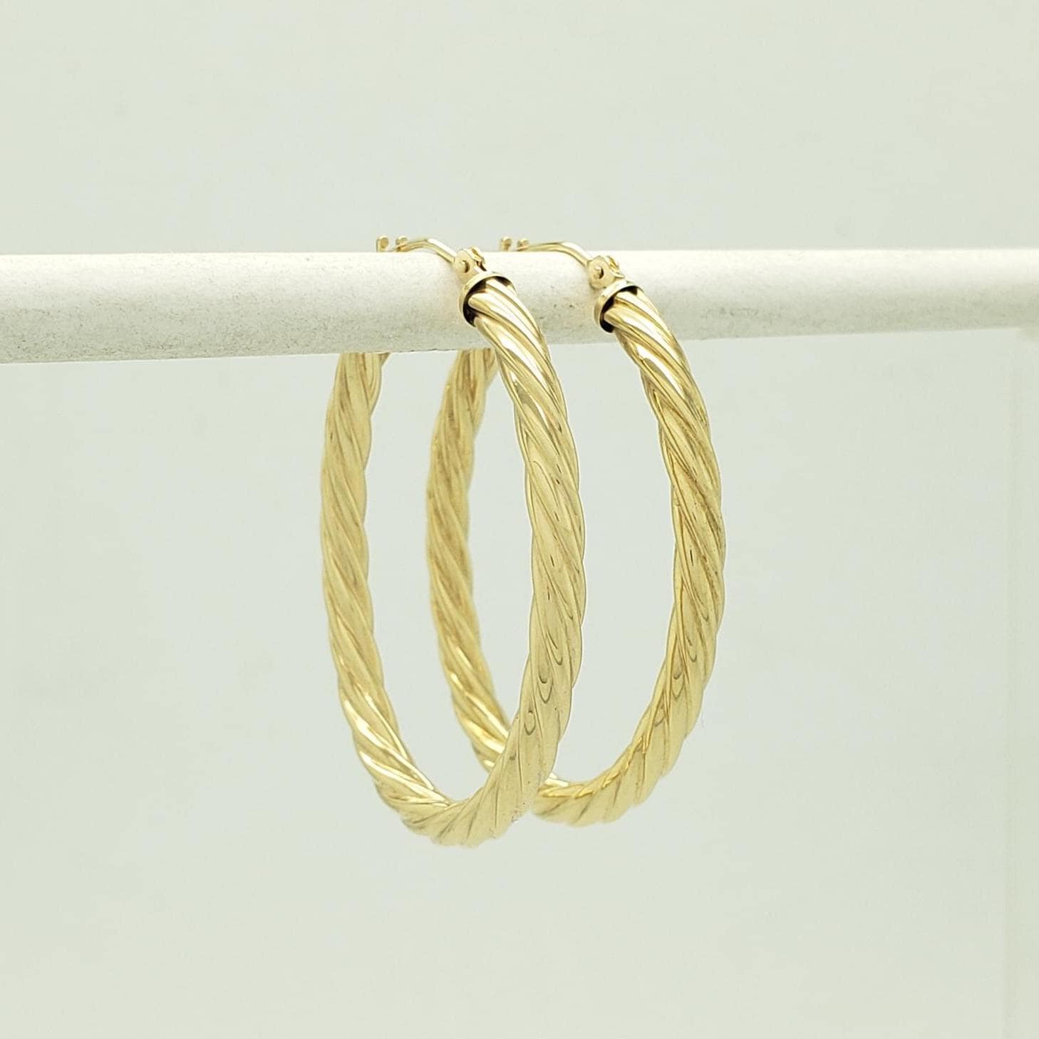 Twisted Hoop Qvc Italian Gold Earrings Vintage QVC ETERNAGOLD 14K