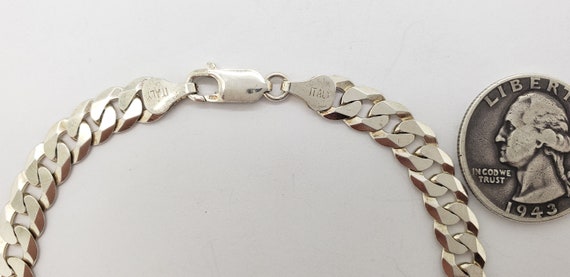 Vintage Italy Solid Sterling Silver Flat Curb Cha… - image 5