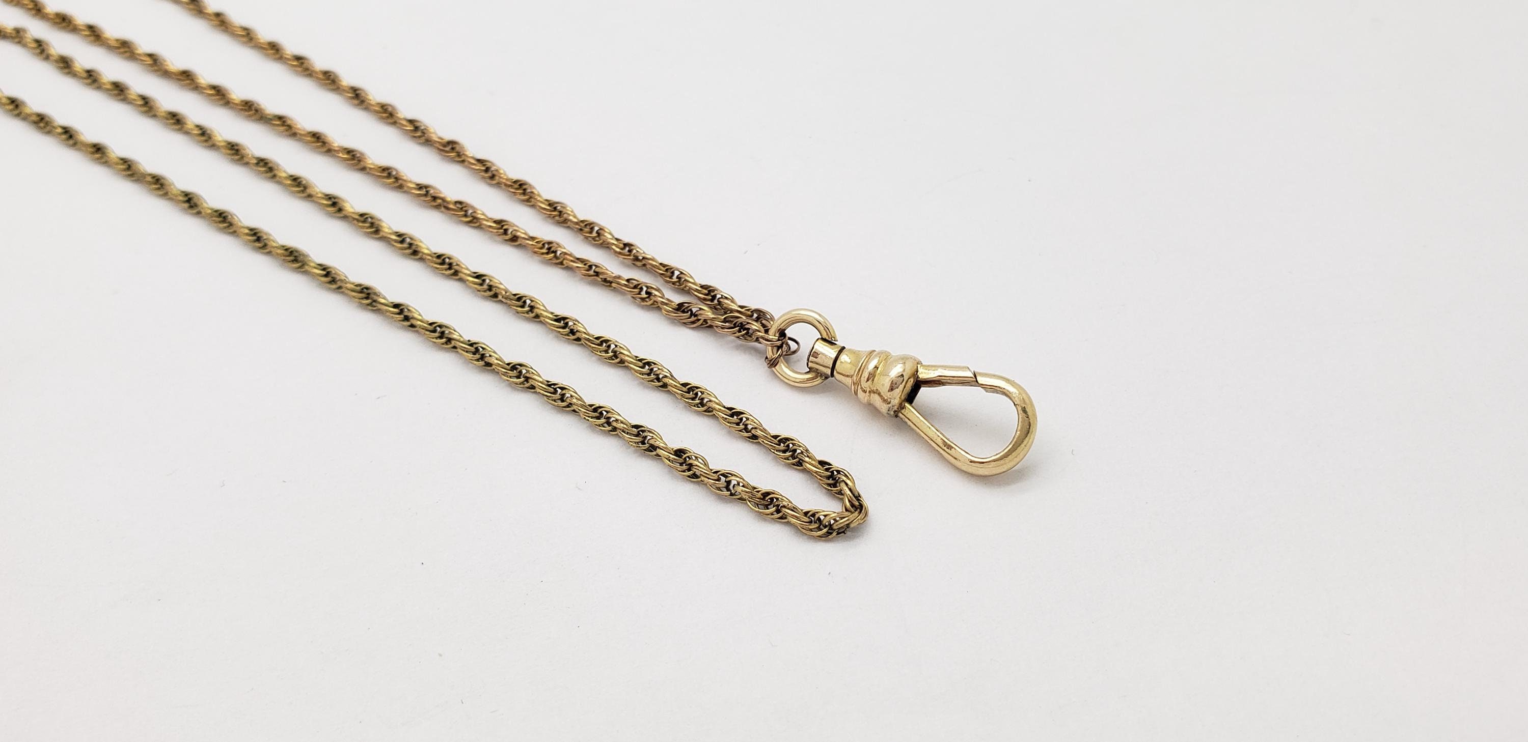 Antique LE STAGE Mfg. Co. Art Deco Era 1/20 6KT Gold-Filled Ladies Pocket Watch Rope Chain 33" long Necklace 5.98 grams 1920s-1940s MH-5777