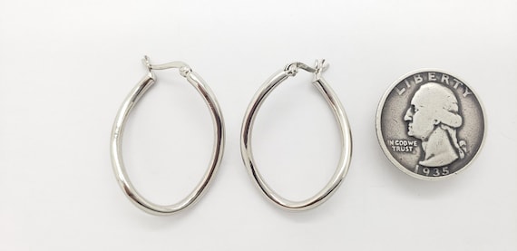 Vintage Solid Sterling Silver Latch Back Curved H… - image 8