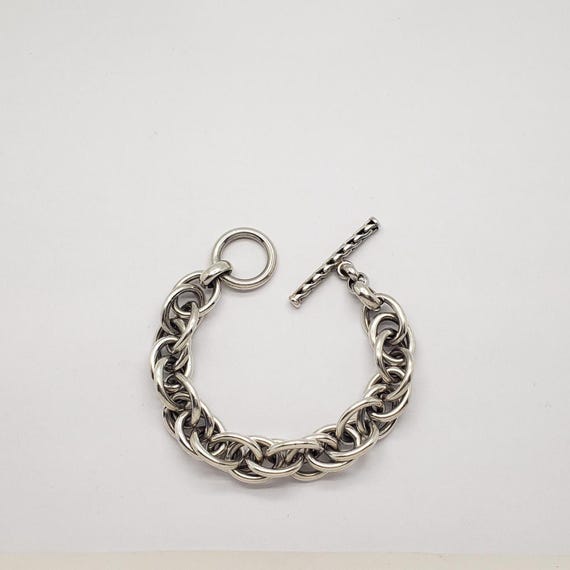 Estate Solid Sterling Silver Large Link Rope Chai… - image 2