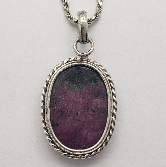 Vintage Ruby Zoisite Solid Sterling Silver Braide… - image 5