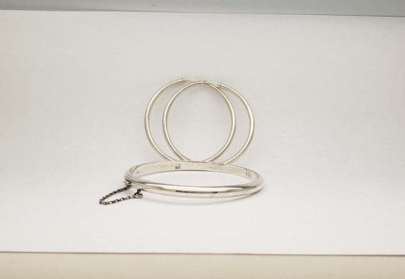 Vintage Solid Sterling Silver Large Round 2" Hoop… - image 1