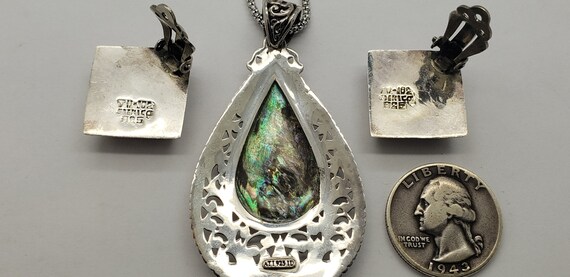 Vintage Solid Sterling Silver Abalone Seashell Te… - image 10